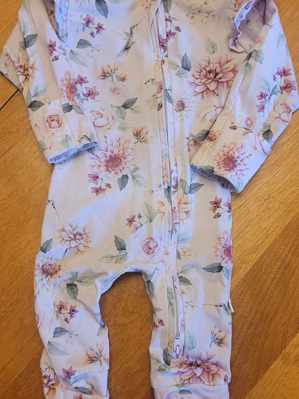 Floral Zip-Front Baby One-Piece Romper - Pink